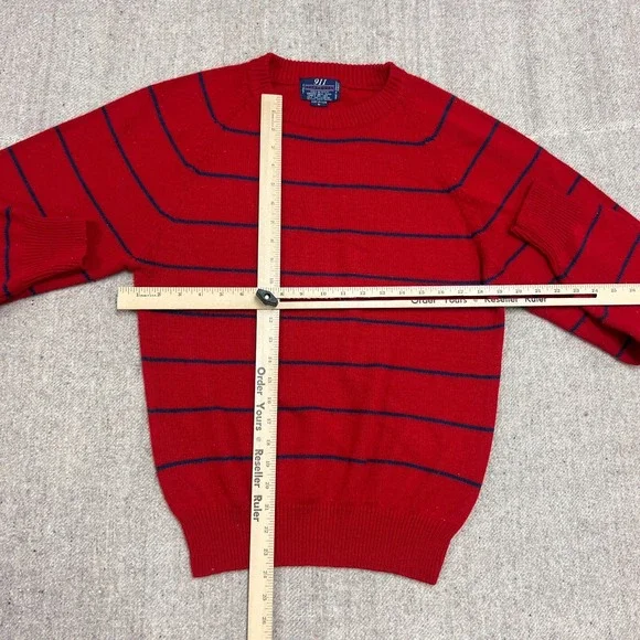 Vintage 911 Sportswear Sweater Mens Medium Red 1980s Striped Acrylic - Picture 7 of 10